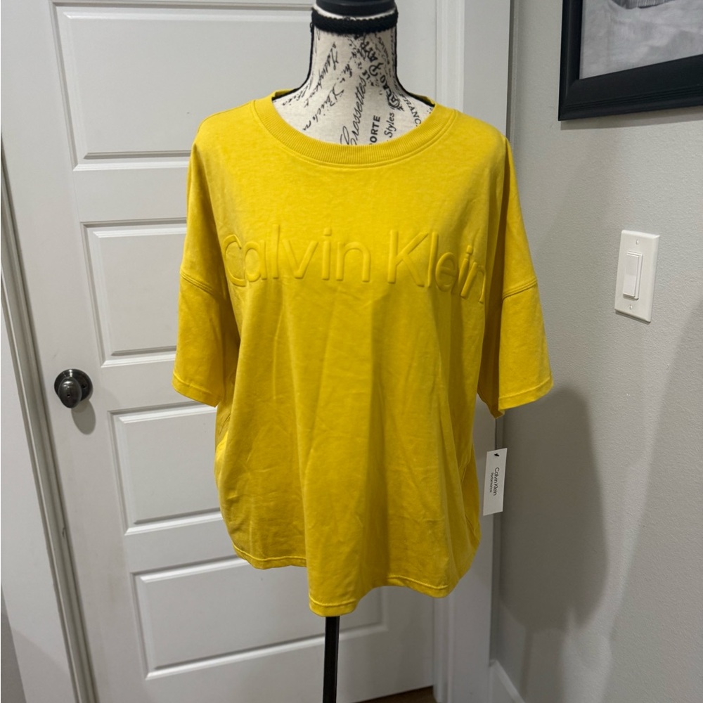 Calvin Klein Yellow Short Sleeve Logo Tee